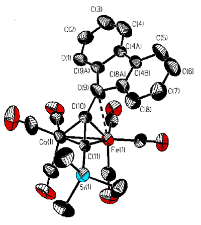 Iron-cobalt fluorenyl complex xray